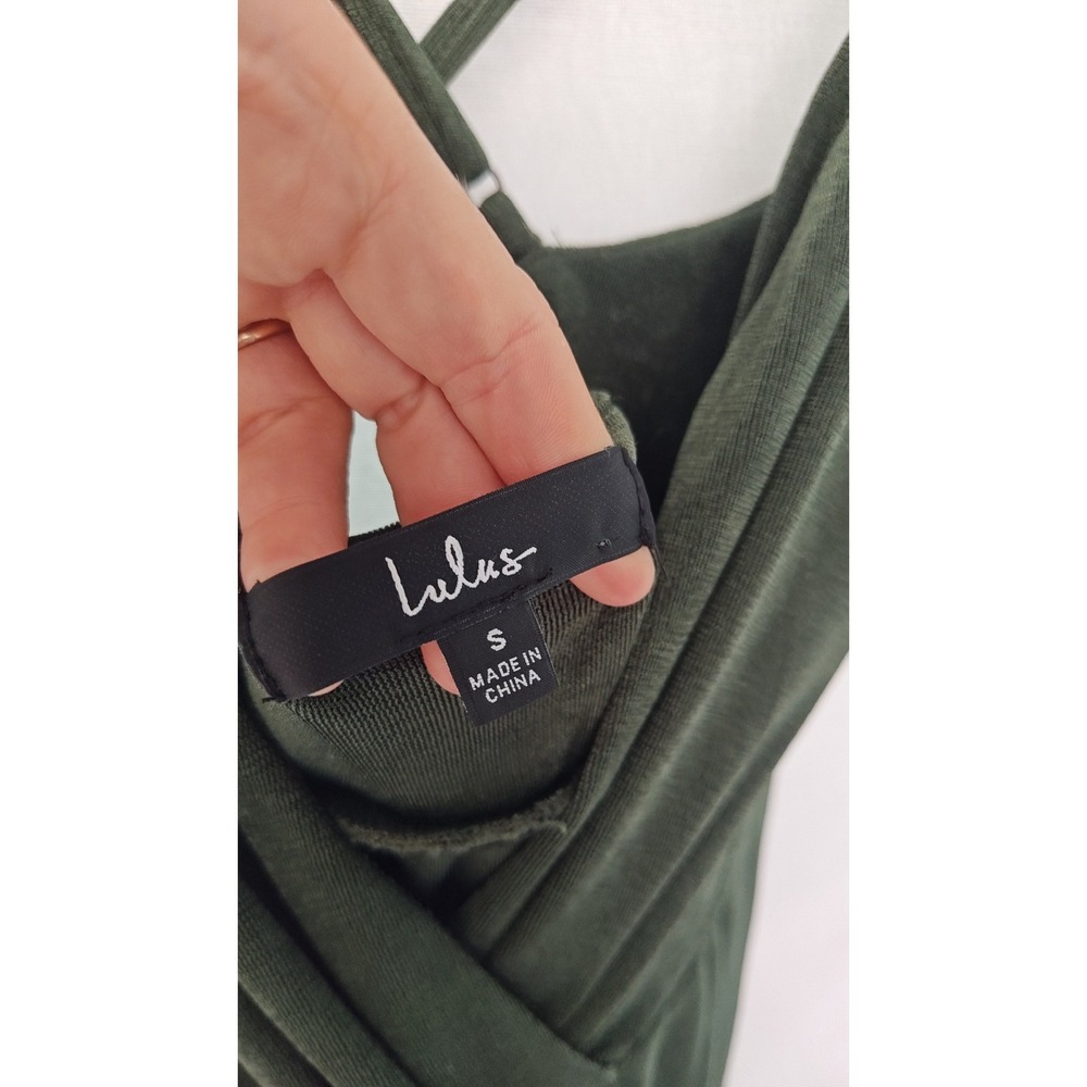 Lulus Dreamy Date Green Surplice Midi Dress Tulip Wrap Drape Strappy Small S - Picture 8 of 12